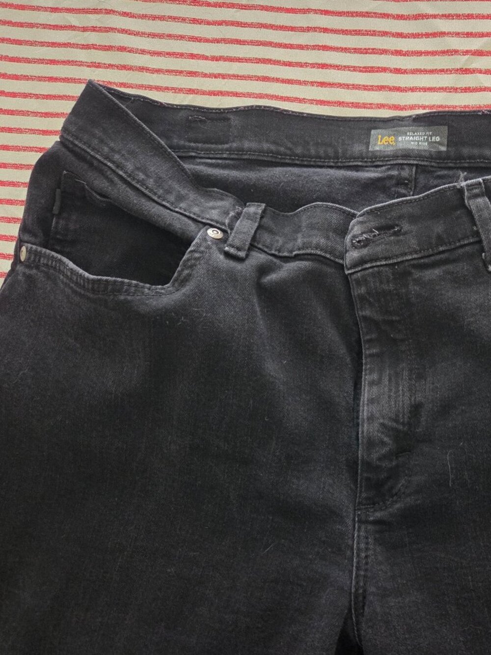 Lee black denim straight leg jeans, size 14